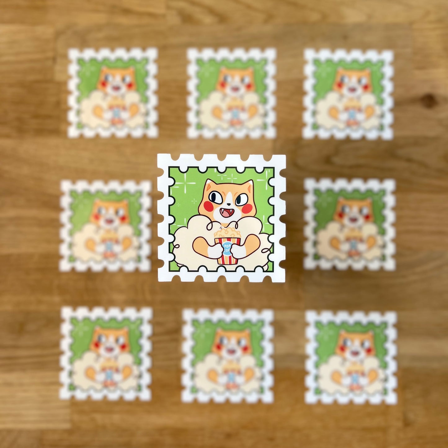 Popcorn Cat Stamp Sticker